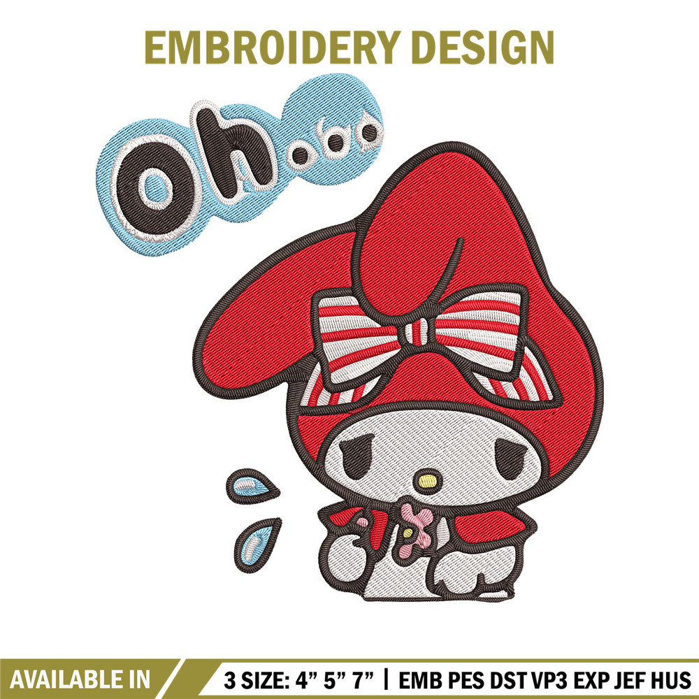 My Melody sad Embroidery Design, Hello kitty Embroidery, Embroidery File, Anime Embroidery, Digital download.jpg