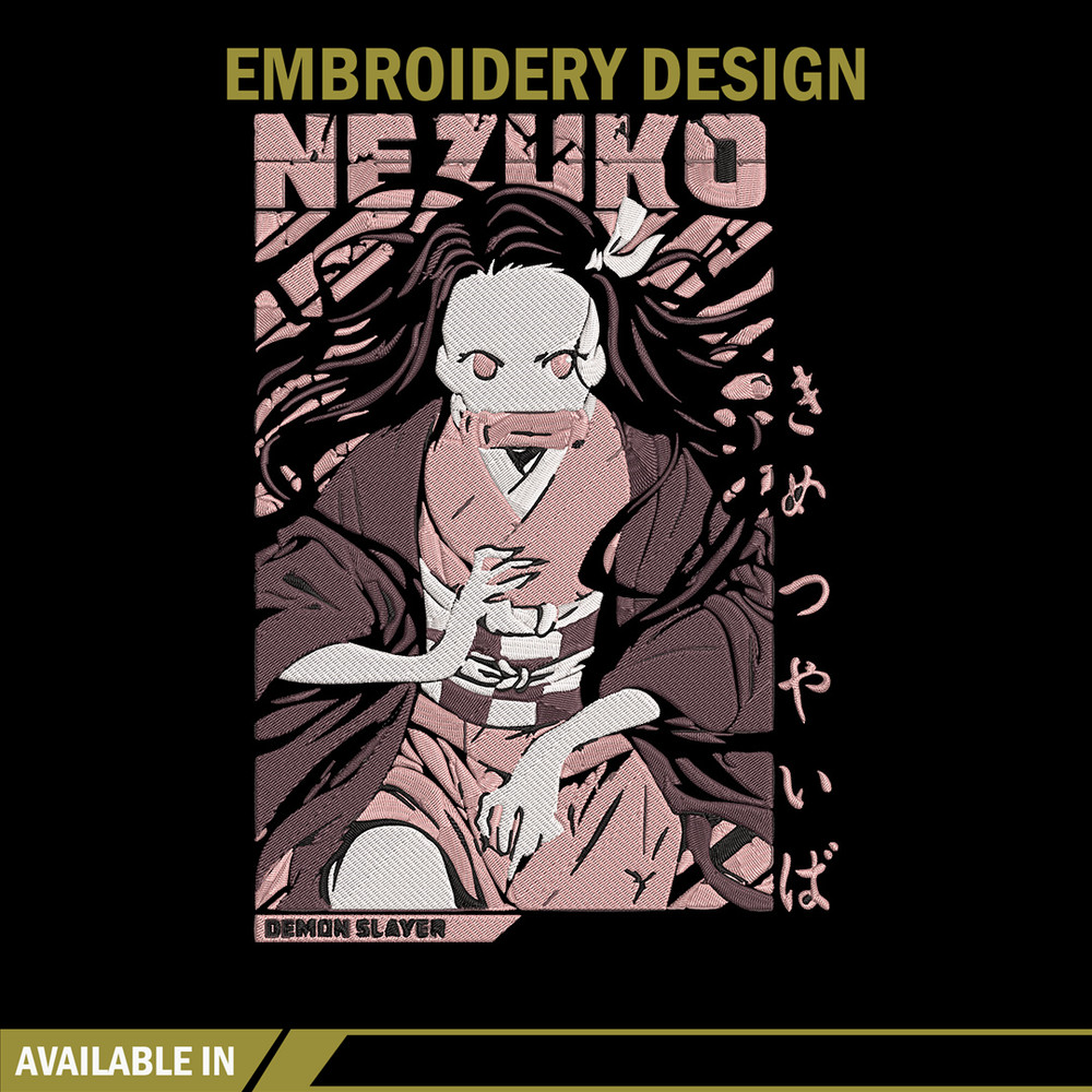 Nezuko poster Embroidery Design, Demon slayer Embroidery, Embroidery File, Anime Embroidery, Digital download..jpg