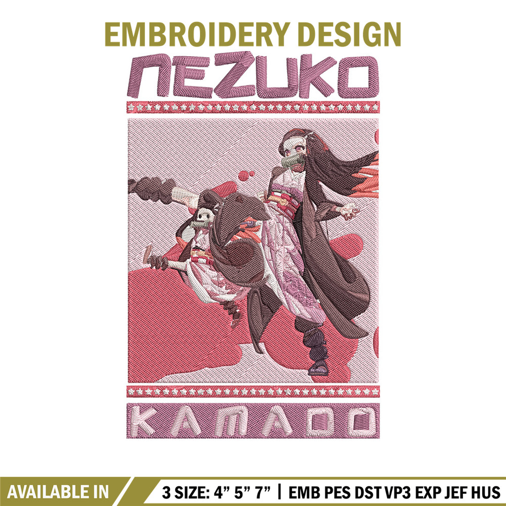 Nezuko poster Embroidery Design, Demon slayer Embroidery, Embroidery File,Anime Embroidery,Anime shirt,Digital download.jpg