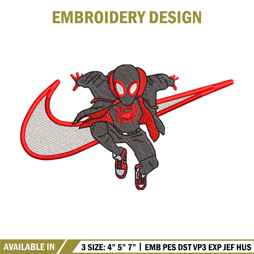 Nike Black Spiderman embroidery design, Black Spiderman embroidery, Nike design, movie design, Digital download.jpg