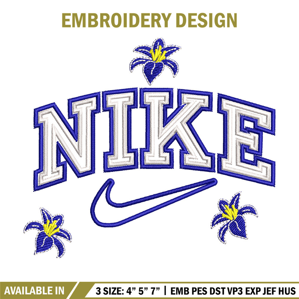 Nike flower embroidery design, Flower embroidery, Nike design, Embroidery shirt, Embroidery file, Digital download.jpg