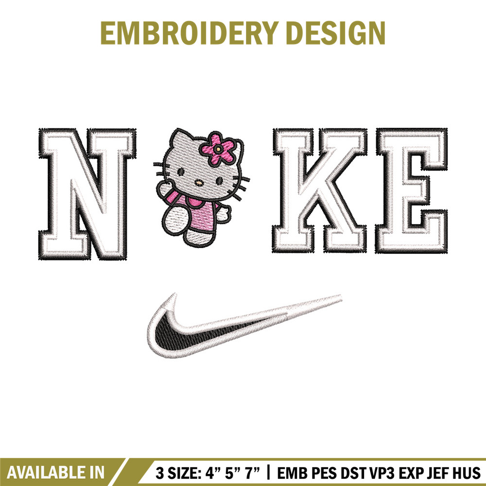 Nike kitty embroidery design, Hello kitty embroidery, Emb design, Embroidery shirt, Embroidery file, Digital download.jpg