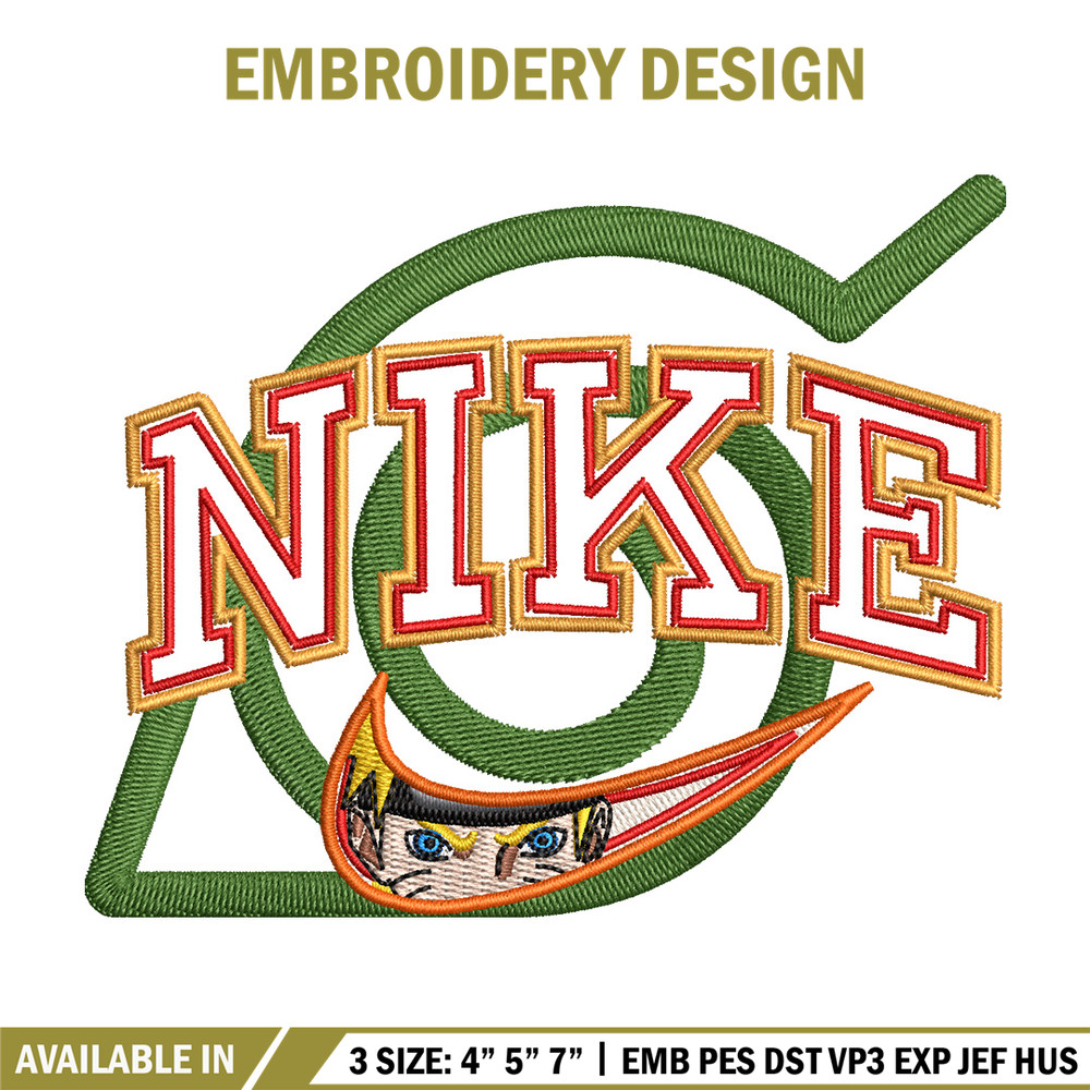 Nike konoha logo embroidery design, Naruto embroidery, Nike design,Embroidery shirt, Embroidery file, Digital download.jpg