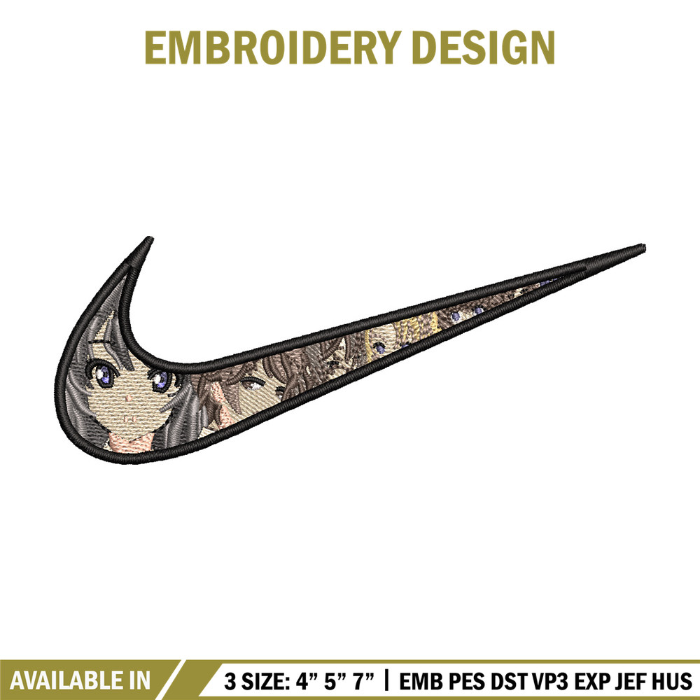 Nike mai embroidery design, Seishun Buta embroidery, Nike design,Embroidery file,Embroidery shirt,Digital download.jpg