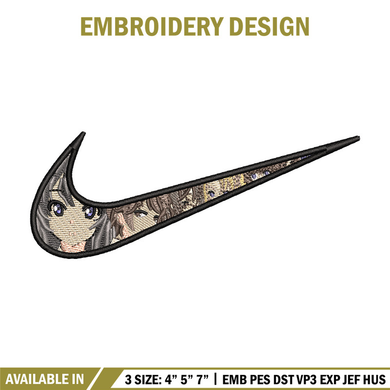 Nike mai embroidery design, Seishun Buta embroidery, Nike design,Embroidery file,Embroidery shirt,Digital download.jpg