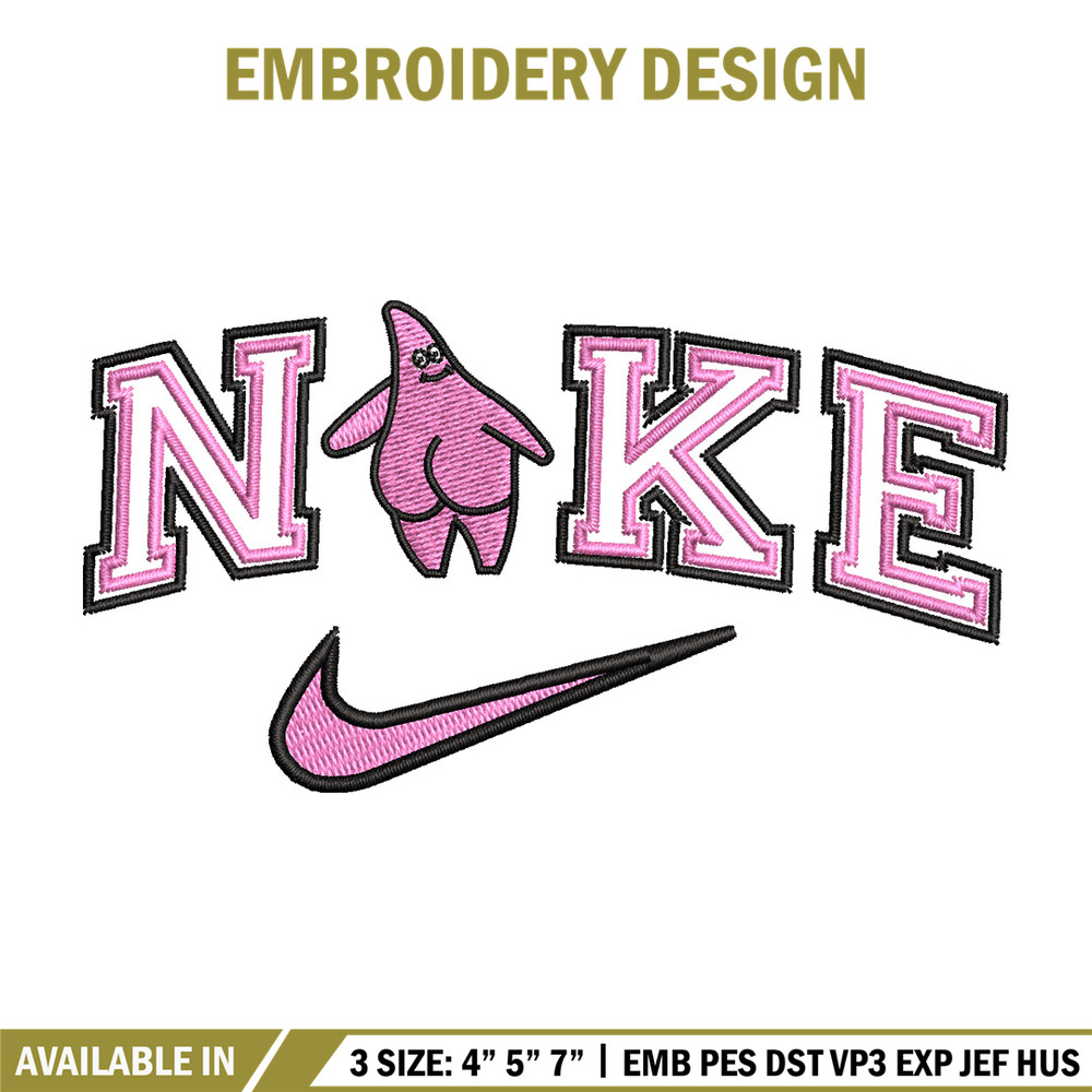 Nike patrick embroidery design, Spongebob embroidery, Nike design, Embroidery file, Embroidery shirt, Digital download.jpg
