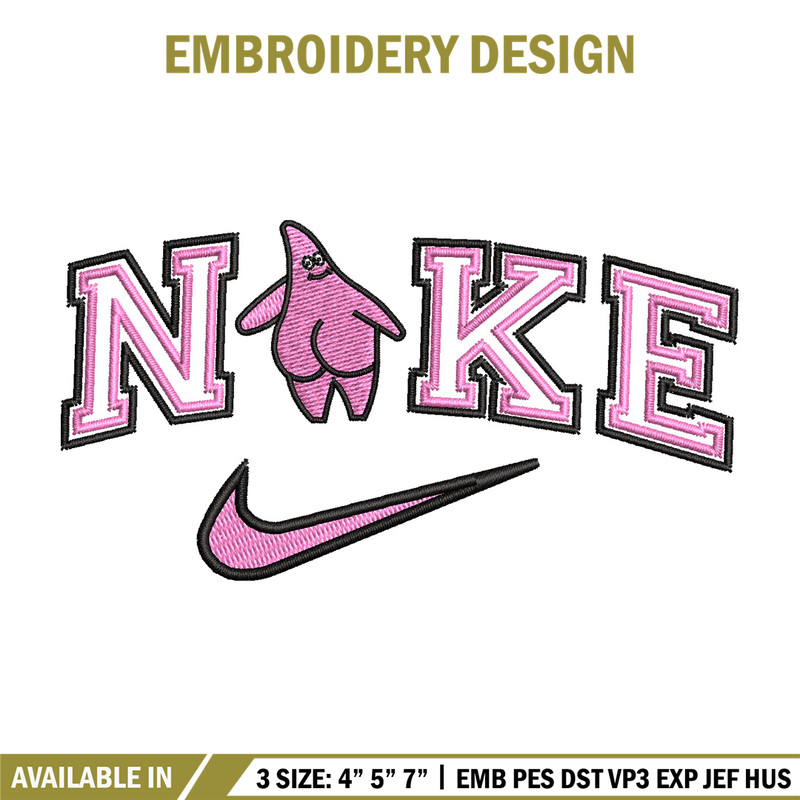 Nike patrick embroidery design, Spongebob embroidery, Nike design, Embroidery file, Embroidery shirt, Digital download.jpg