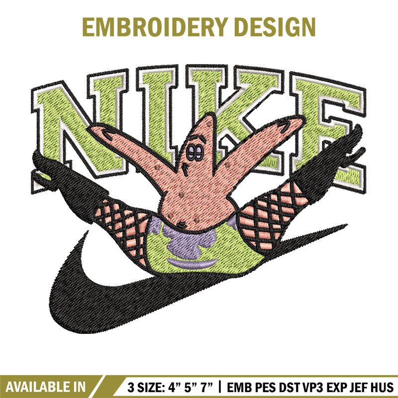 Nike patrick Embroidery Design, Spongebob Embroidery, Nike Embroidery, Embroidery File, Logo shirt, Digital download.jpg