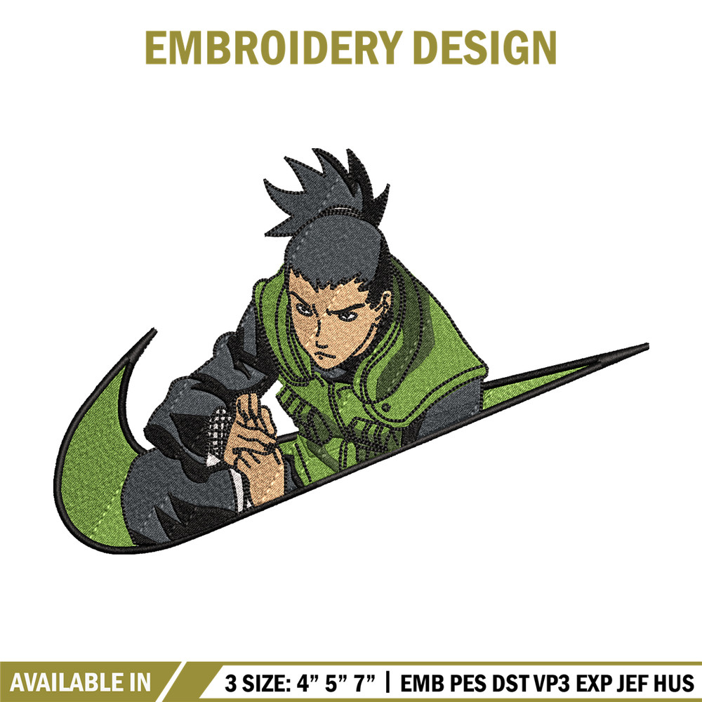 Nike Shikamaru embroidery design, Naruto embroidery, Nike design, anime design, anime shirt, Digital download.jpg