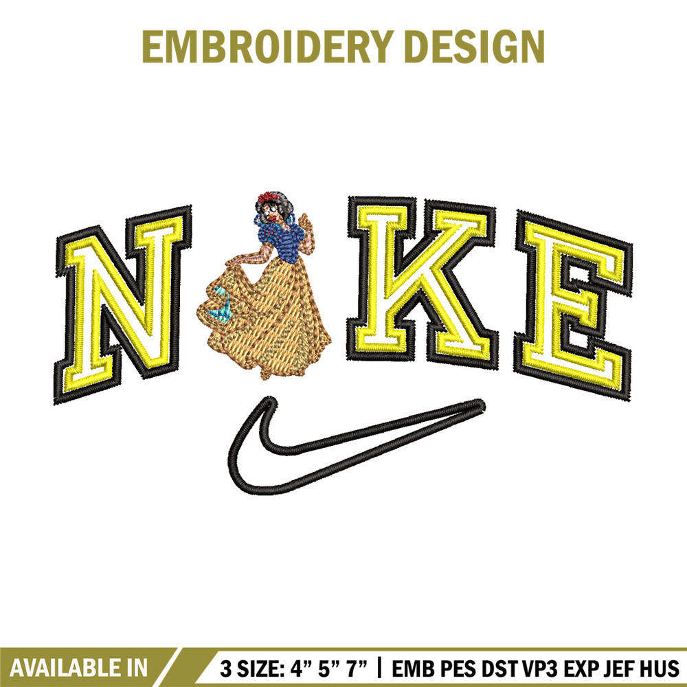 Nike snow white embroidery design, Disney embroidery, Nike design, Embroidery shirt, Embroidery file,Digital download.jpg