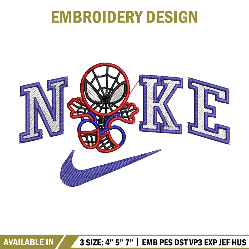 Nike spiderman embroidery design, Marvel embroidery, Nike design, Embroidery file,Embroidery shirt, Digital download.jpg