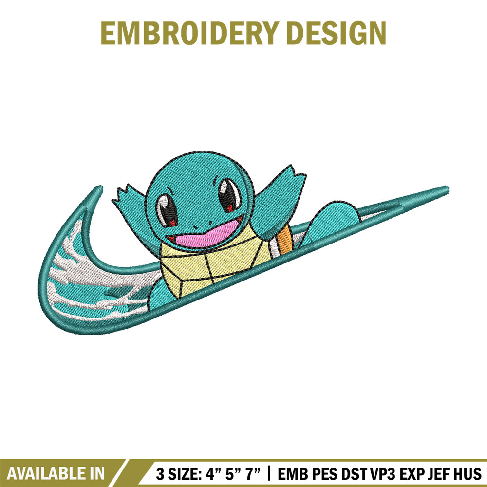 Nike Squirtle embroidery design, Pokemon embroidery, Nike design, anime design, anime shirt, Digital download.jpg