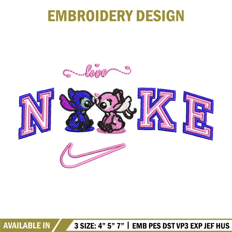 Nike stitch couple embroidery design, Stitch embroidery, Nike design, Embroidery file,Embroidery shirt, Digital download.jpg