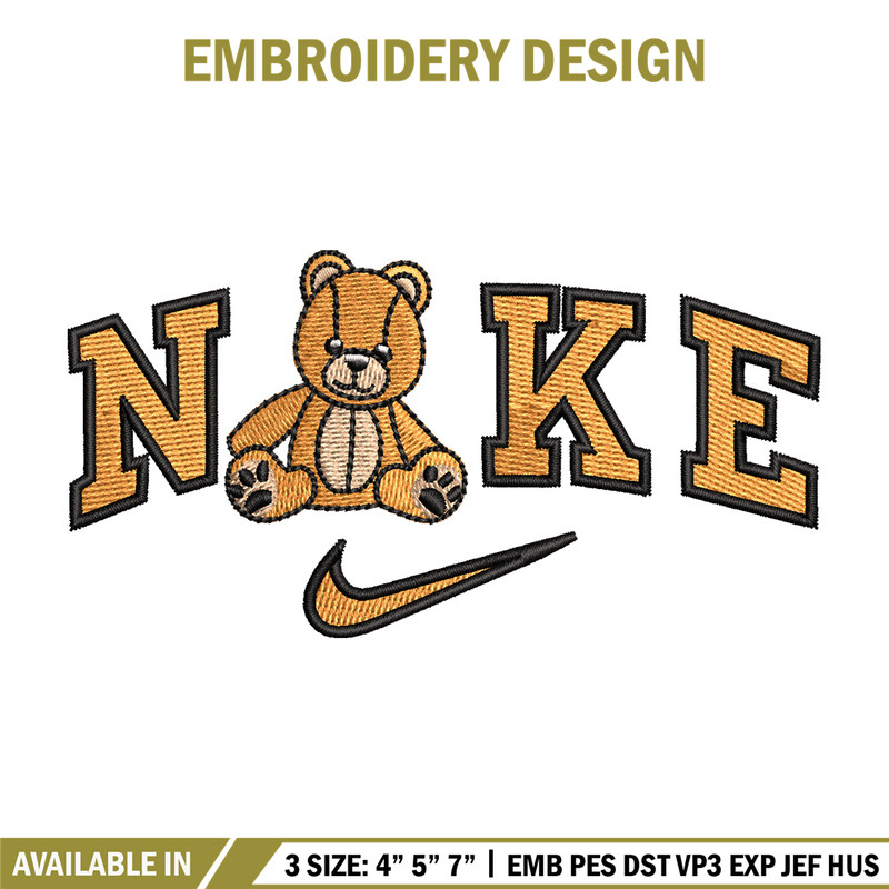 Nike teddy bear embroidery design, Bear embroidery, Nike design,Embroidery file,Embroidery shirt,Digital download.jpg