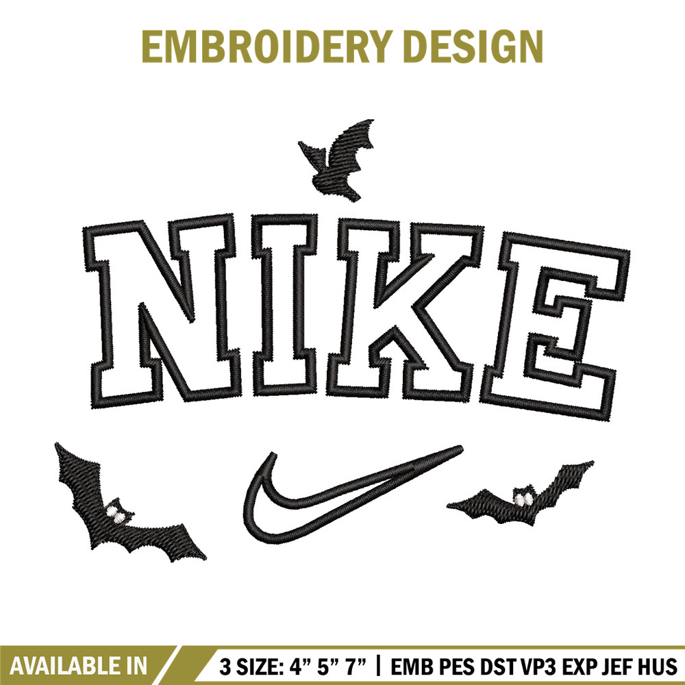 Nike x bat embroidery design, Bat embroidery, Nike design, Embroidery shirt, Embroidery file,Digital download.jpg