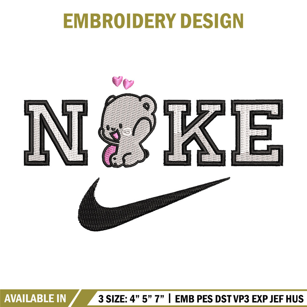 Nike x bear cute embroidery design, Bear embroidery, Nike design, Embroidery shirt, Embroidery file, Digital download.jpg