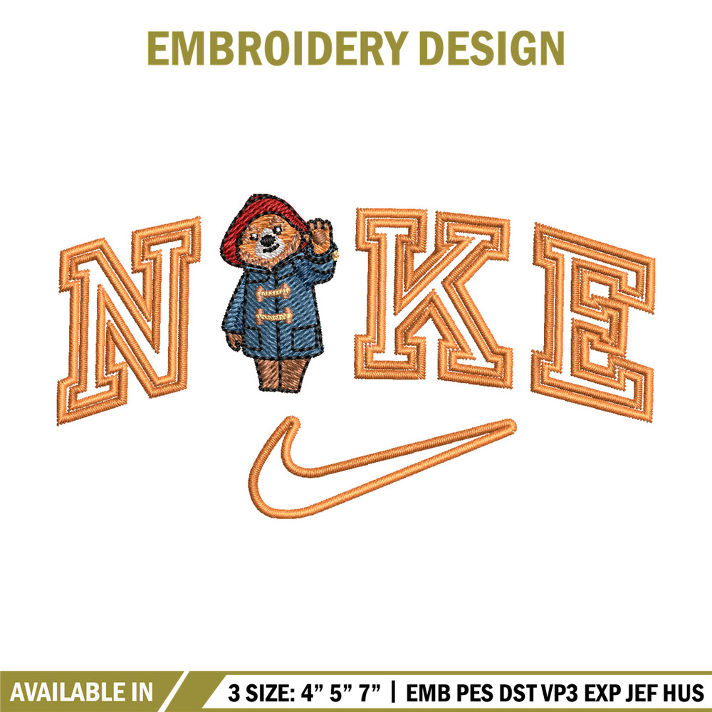 Nike x bear embroidery design, Bear embroidery, Nike design, Embroidery shirt, Embroidery file,Digital download.jpg
