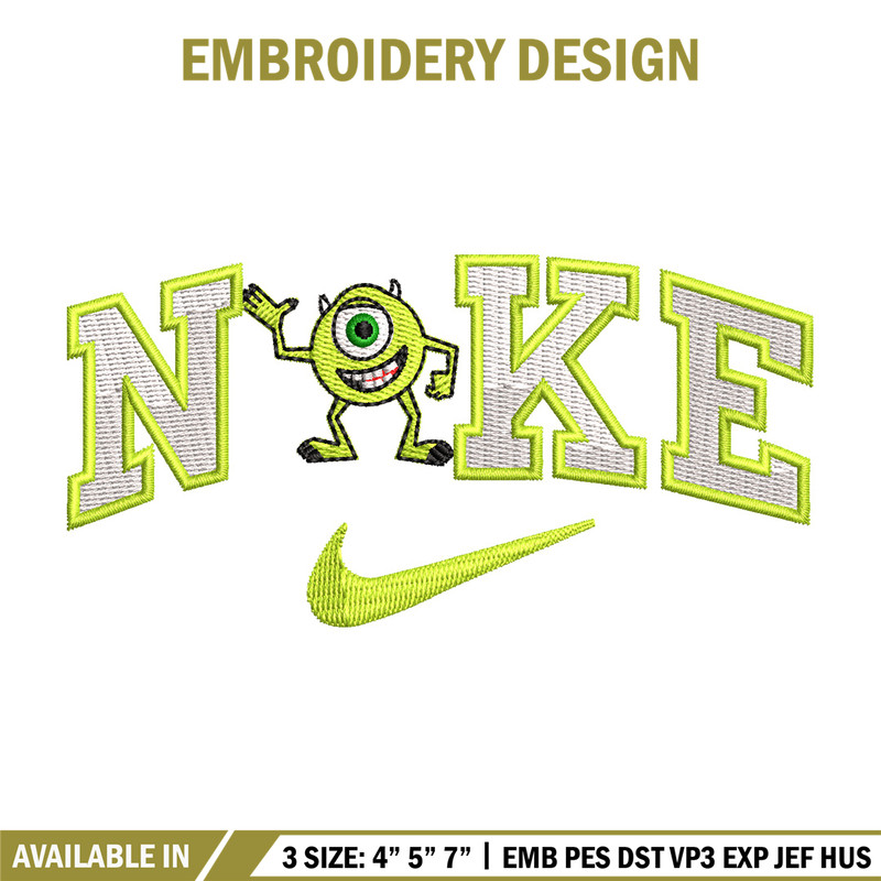 Nike x mike embroidery design, Disney embroidery, Nike design, Embroidery shirt, Embroidery file, Digital download.jpg