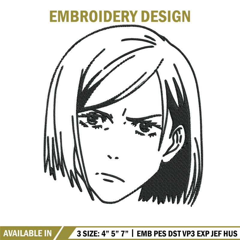 Nobara face Embroidery Design, Jujutsu Embroidery, Embroidery File, Anime Embroidery, Anime shirt, Digital download.jpg