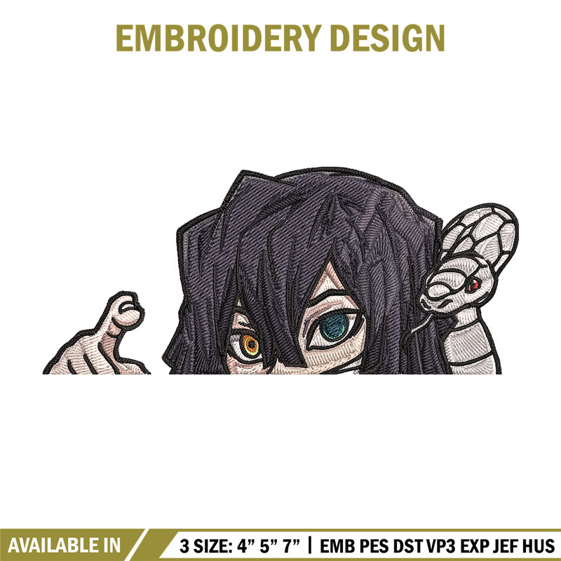 Obanai Peeker Embroidery Design, Demon slayer Embroidery, Embroidery File, Anime Embroidery, Digital download.jpg