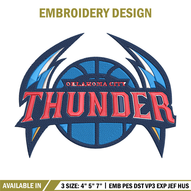 Oklahoma Thunder logo embroidery design,NBA embroidery,Sport embroidery,Embroidery design, Logo sport embroidery..jpg