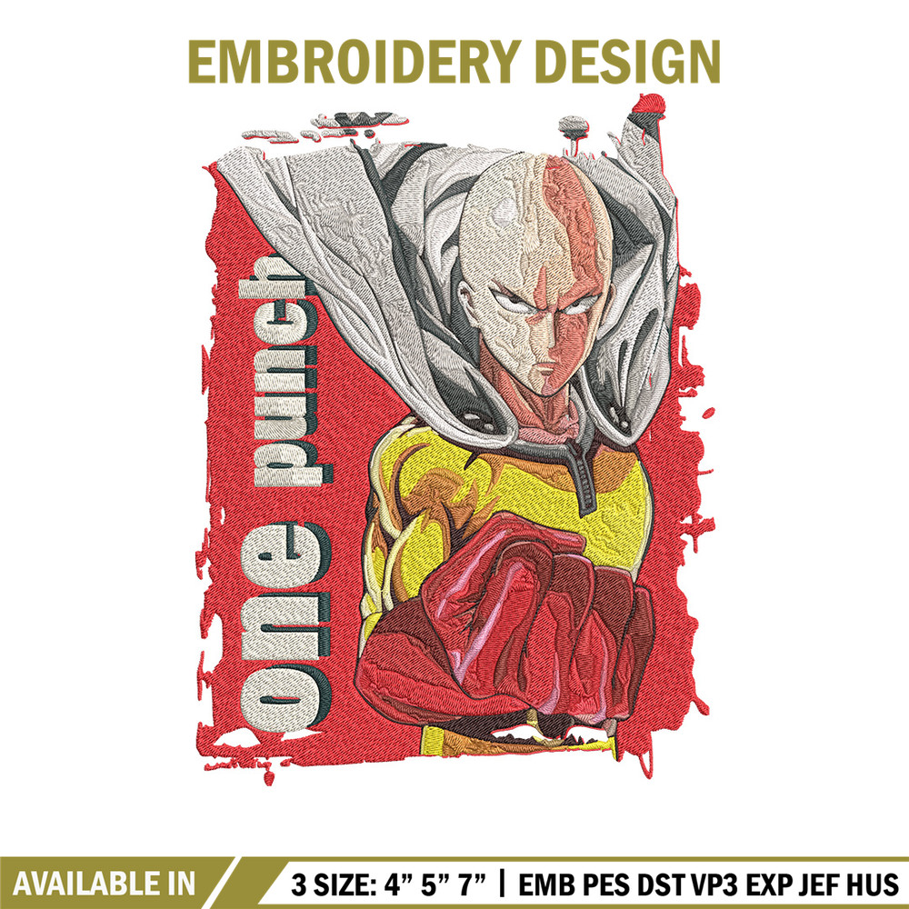 One punch man poster Embroidery Design, One punch man Embroidery, Embroidery File, Anime Embroidery, Anime shirt.jpg