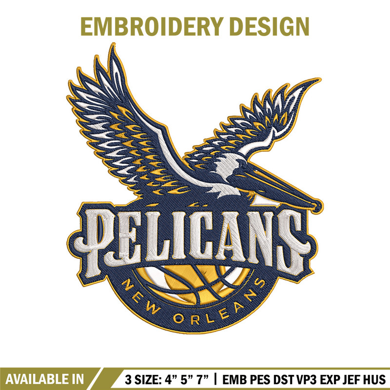 Orleans Pelicans design embroidery design, NBA embroidery, Sport embroidery,Embroidery design, Logo sport embroidery.jpg