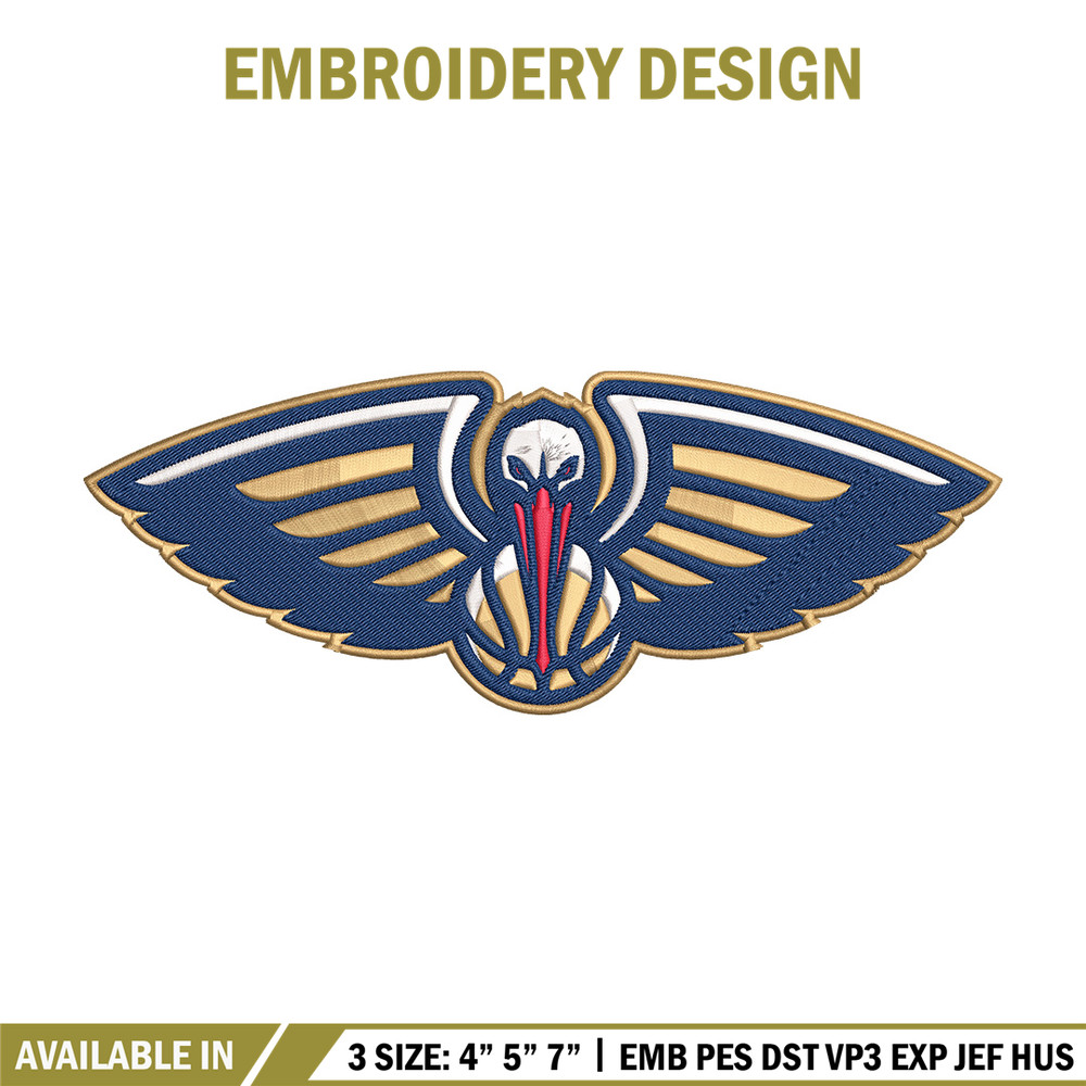 Orleans Pelicans logo embroidery design, NBA embroidery, Sport embroidery, Embroidery design, Logo sport embroidery.jpg