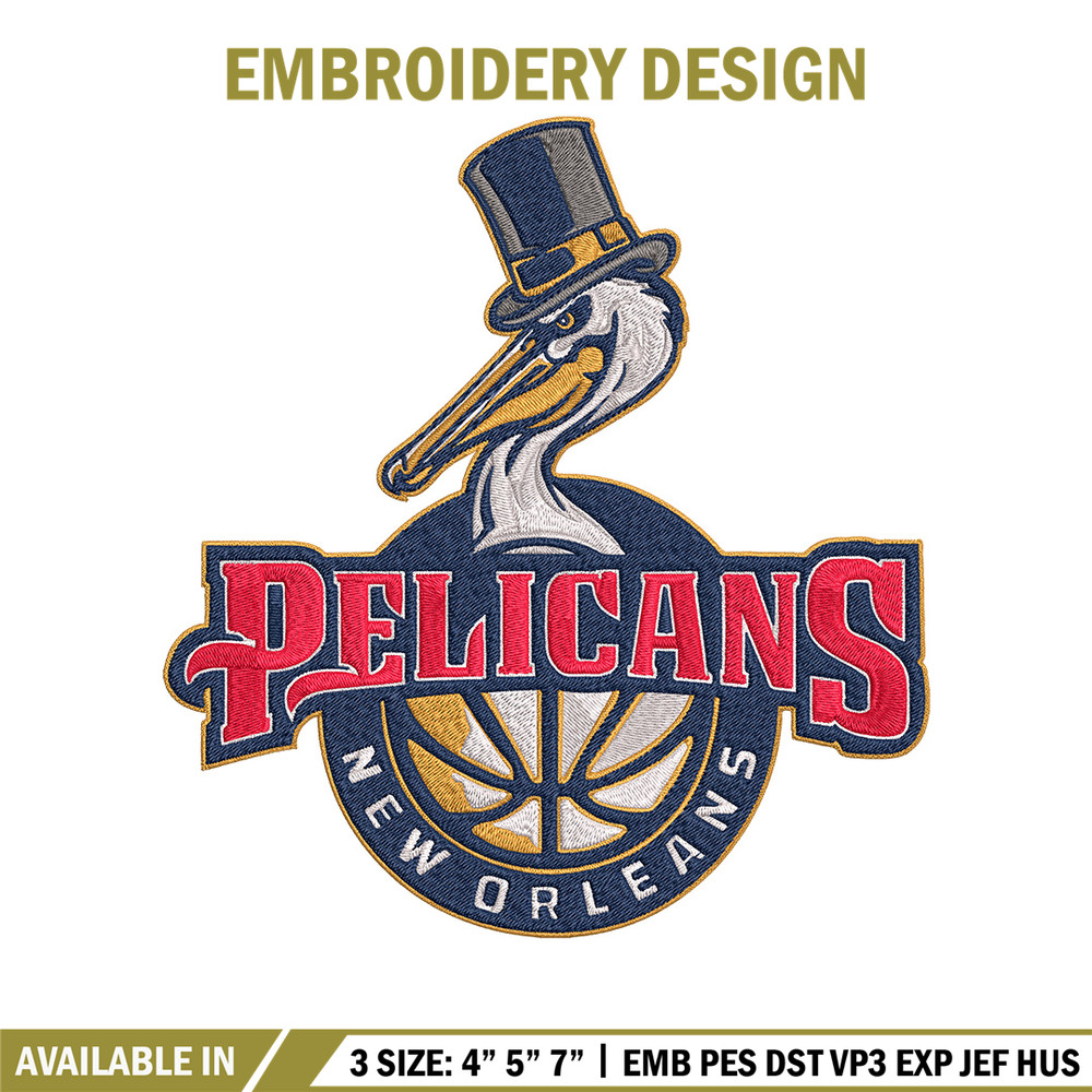 Orleans Pelicans logo embroidery design, NBA embroidery, Sport embroidery, Logo sport embroidery, Embroidery design.jpg