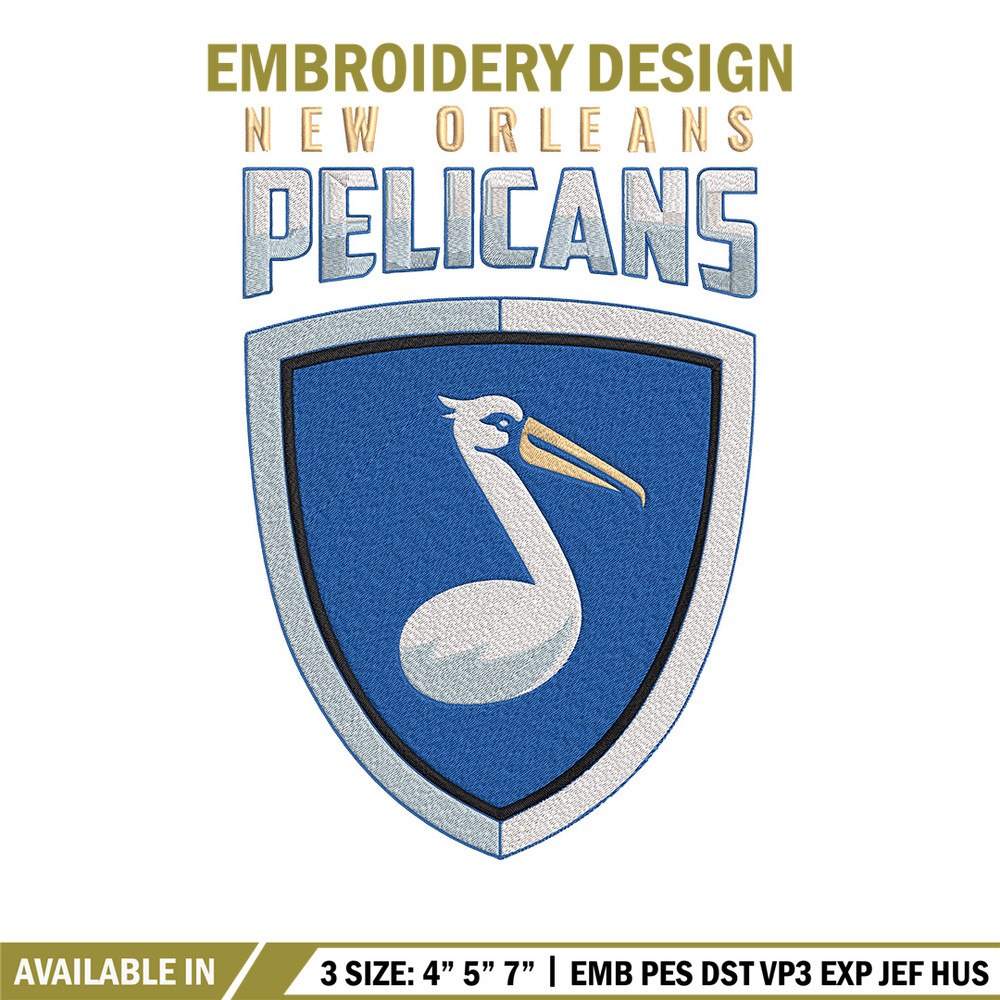 Orleans Pelicans logo embroidery design, NBA embroidery, Sport embroidery,Embroidery design, Logo sport embroidery.jpg