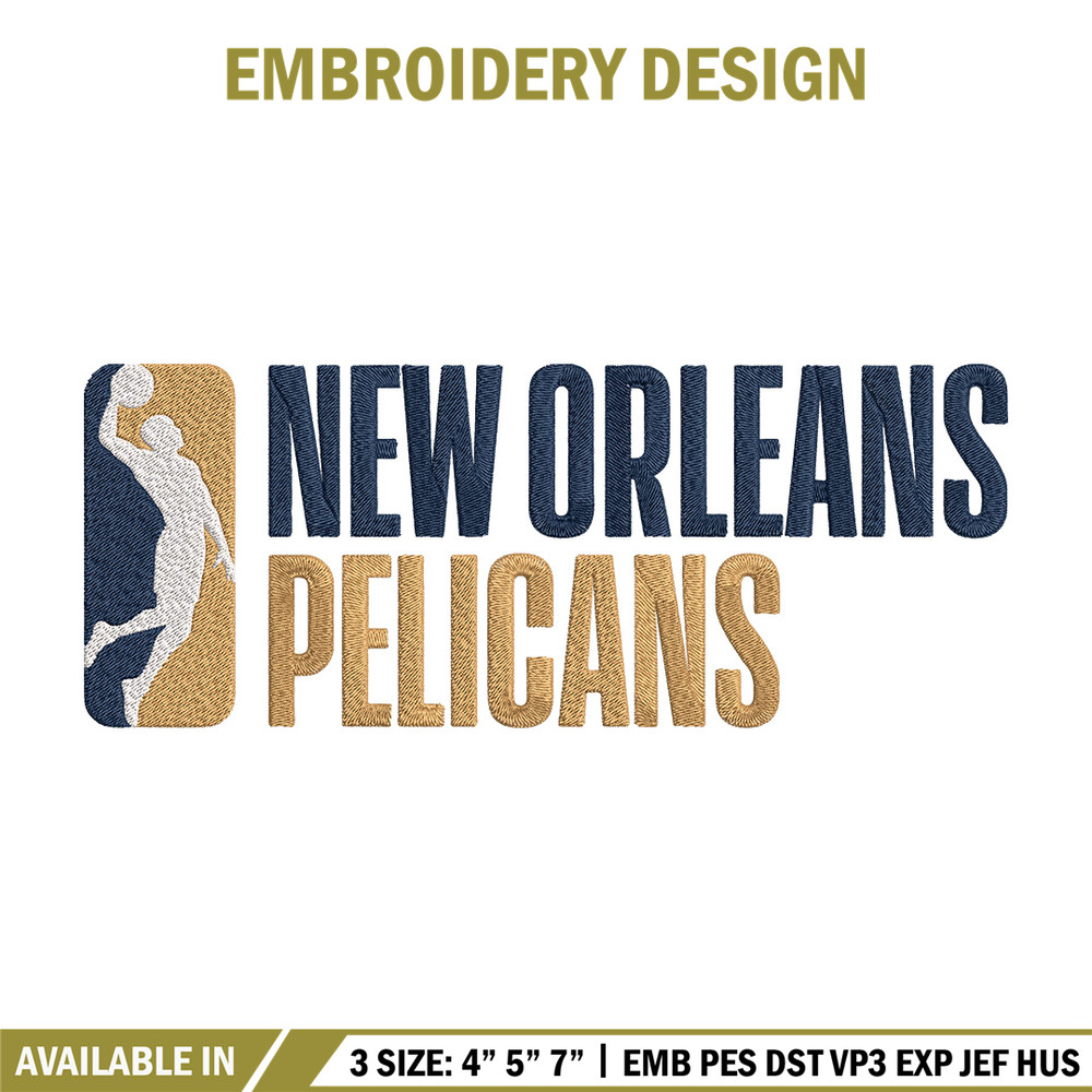 Orleans Pelicans logo embroidery design, NBA embroidery, Sport embroidery,Embroidery design,Logo sport embroidery.jpg