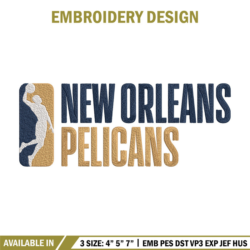 Orleans Pelicans logo embroidery design, NBA embroidery, Sport embroidery,Embroidery design,Logo sport embroidery.jpg