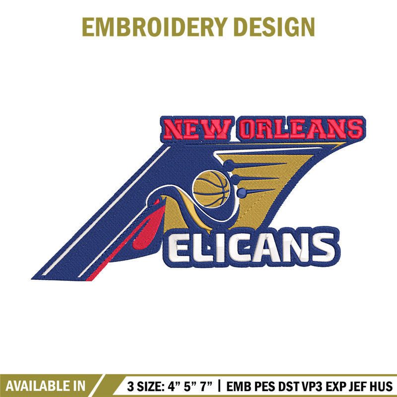 Orleans Pelicans logo embroidery design, NBA embroidery,Sport embroidery, Logo sport embroidery,Embroidery design..jpg