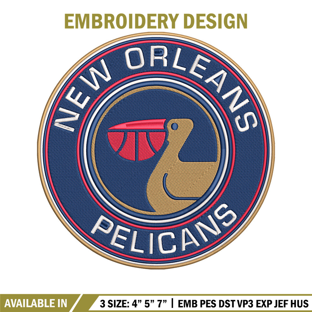 Orleans Pelicans logo embroidery design,NBA embroidery, Sport embroidery, Logo sport embroidery, Embroidery design..jpg