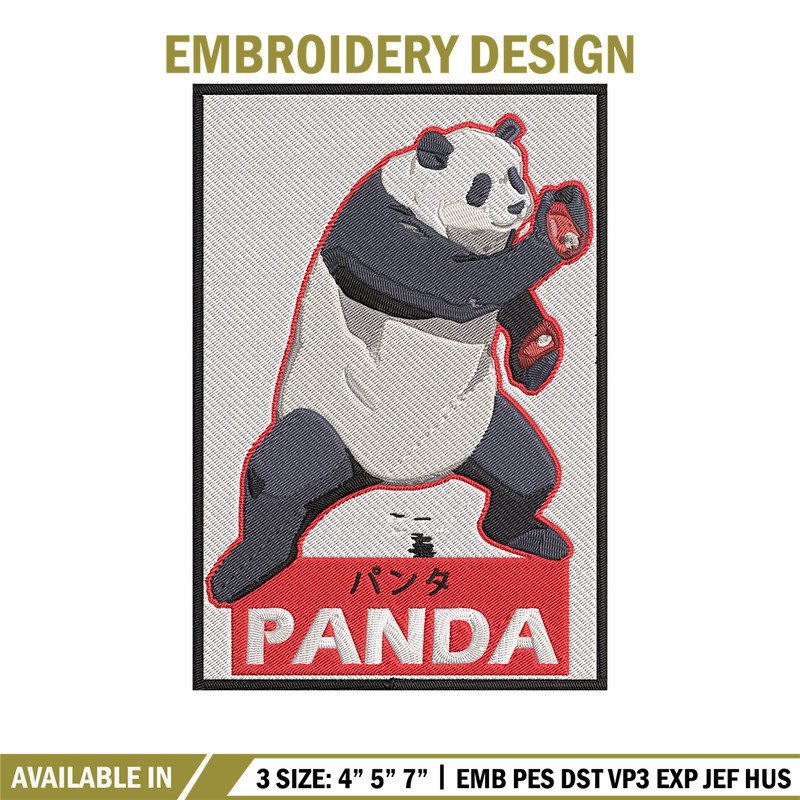 Panda jjk Embroidery Design, Jujutsu Embroidery, Embroidery File, Anime Embroidery, Anime shirt, Digital download.jpg