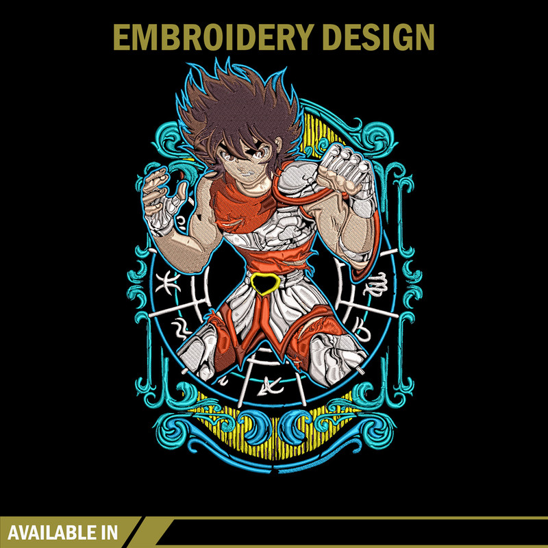 Pegasus Seiya Embroidery Design, Saint Seiya Embroidery, Embroidery File, Anime Embroidery, Anime shirt,Digital download.jpg
