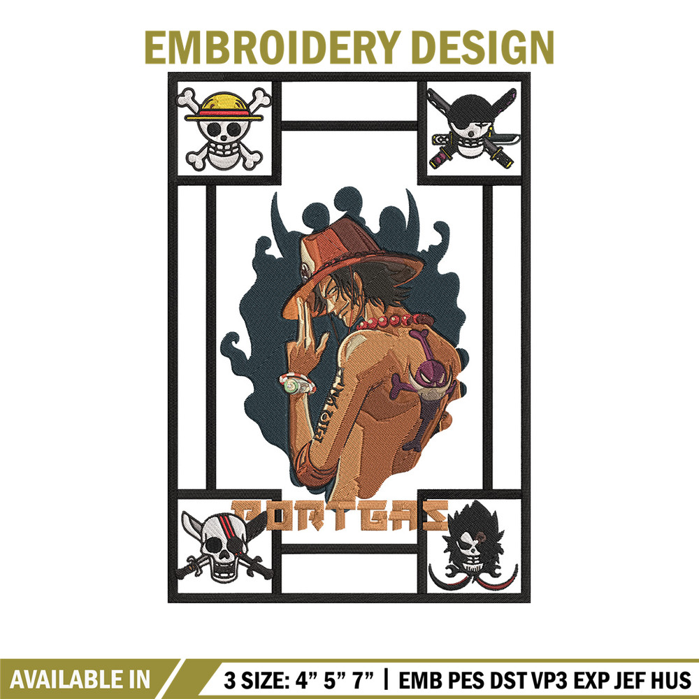 Portgas D Ace Embroidery Design, One piece Embroidery, Embroidery File, Anime Embroidery, Anime shirt, Digital download.jpg