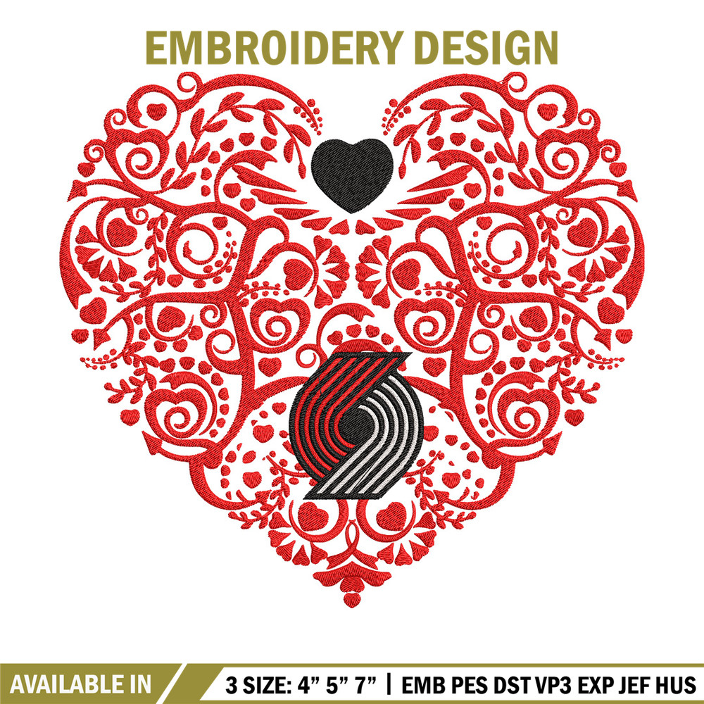 Portland Trail Blazers heart embroidery design,NBA embroidery,Sport embroidery,Embroidery design, Logo sport embroidery.jpg