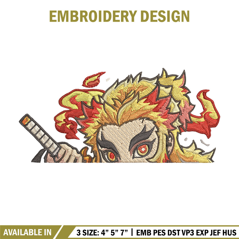 Rengoku Peeker Embroidery Design, Demon slayer Embroidery, Embroidery File, Anime Embroidery, Digital download..jpg