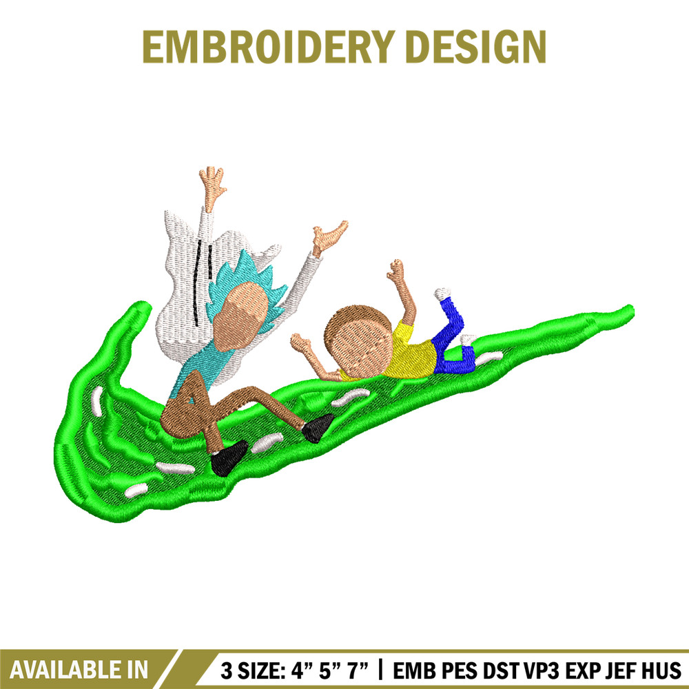 Rick and Morty Nike embroidery design, cartoon embroidery, Nike design, cartoon design, cartoon shirt, Digital download.jpg