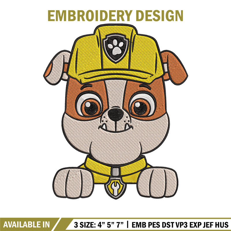 Rubble dog Embroidery Design, Paw patrol Embroidery, Embroidery File, Anime Embroidery, Anime shirt, Digital download..jpg