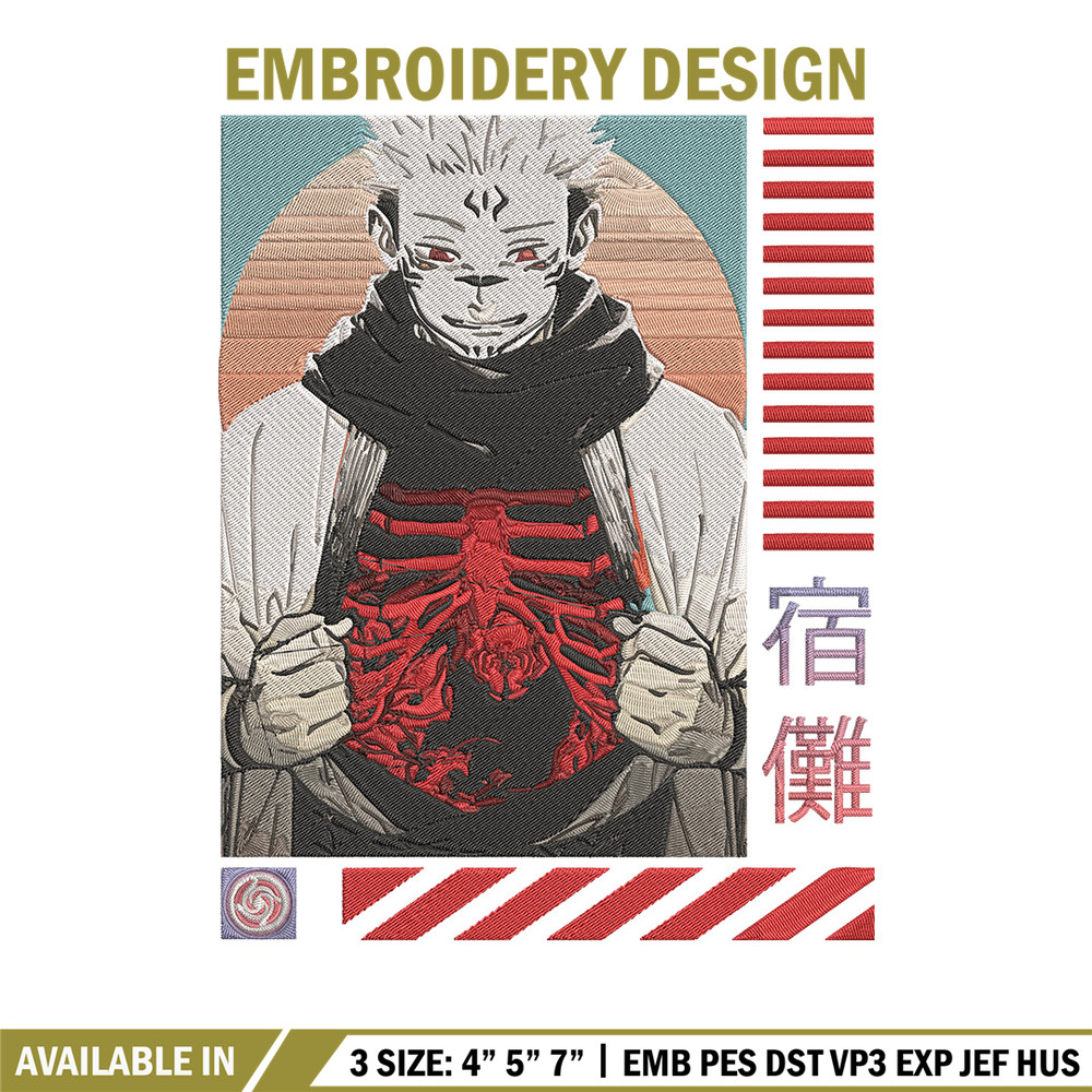 Ryomen Sukuna Embroidery Design, Jujutsu Embroidery, Embroidery File, Anime Embroidery,Anime shirt, Digital download.jpg
