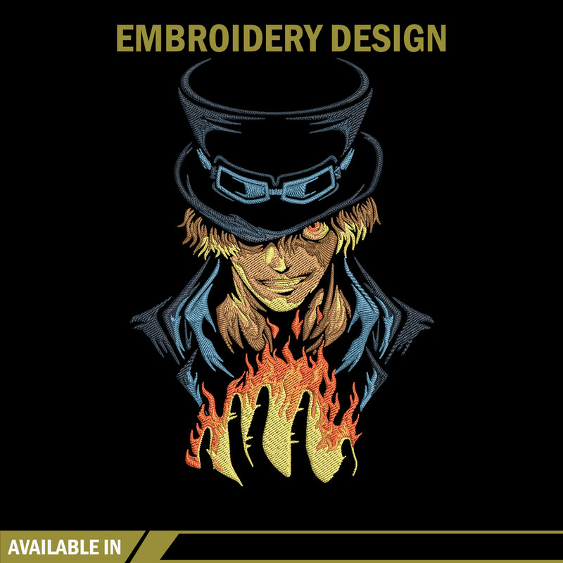 Sabo poster Embroidery Design,One piece Embroidery, Embroidery File, Anime Embroidery, Anime shirt, Digital download.jpg