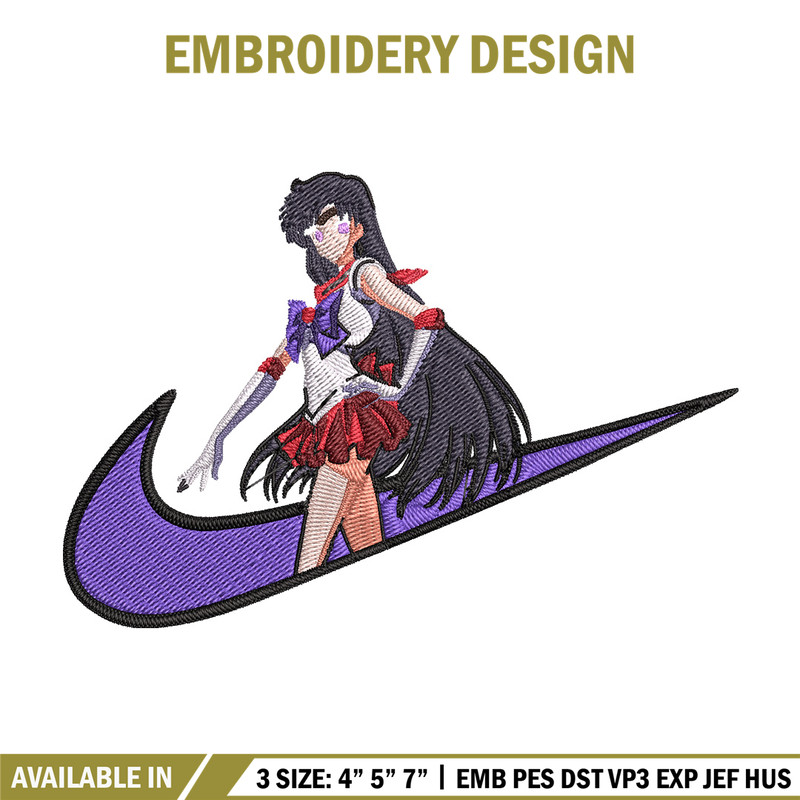 Sailor Mars Embroidery Design, Sailor Moon Embroidery, Embroidery File, Nike Embroidery, Anime shirt, Digital download.jpg