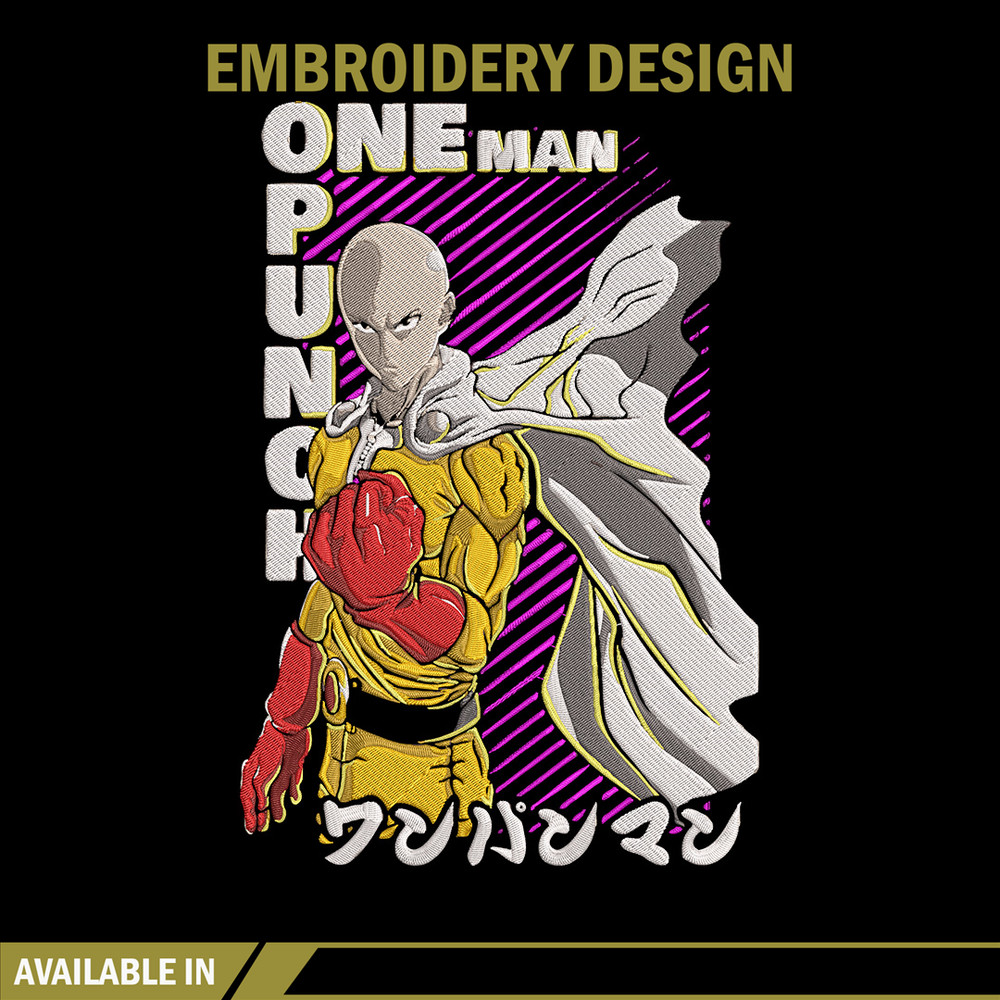 Saitama Embroidery Design, One punch man Embroidery,Embroidery File, Anime Embroidery, Anime shirt, Digital download.jpg