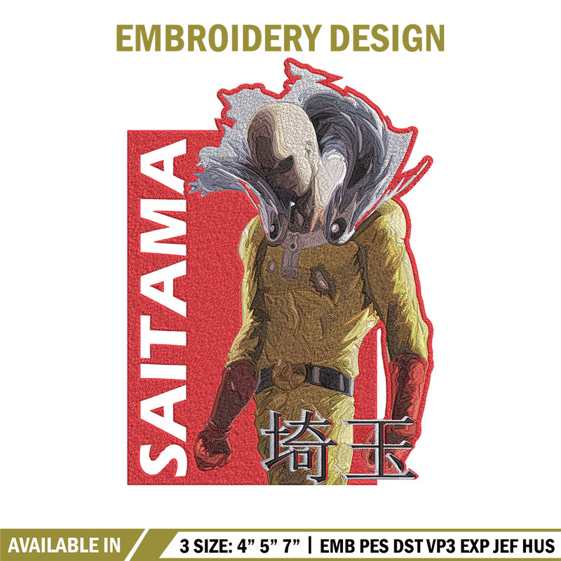 Saitama poster Embroidery Design, One punch man Embroidery, Embroidery File, Anime Embroidery, Anime shirt..jpg