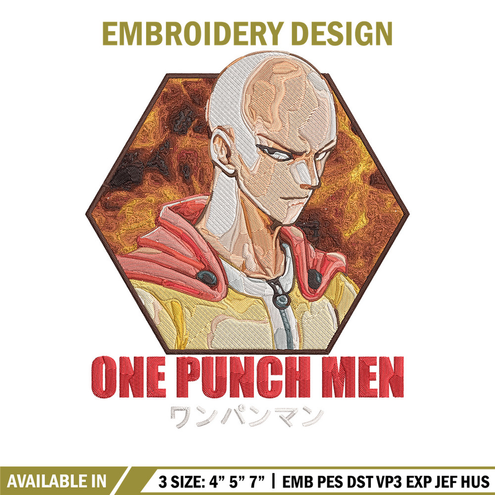 Saitama poster Embroidery Design, One punch man Embroidery, Embroidery File, Anime Embroidery, Anime shirt.jpg