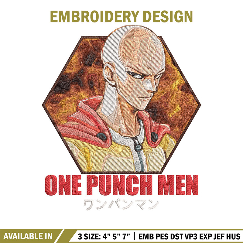 Saitama poster Embroidery Design, One punch man Embroidery, Embroidery File, Anime Embroidery, Anime shirt.jpg
