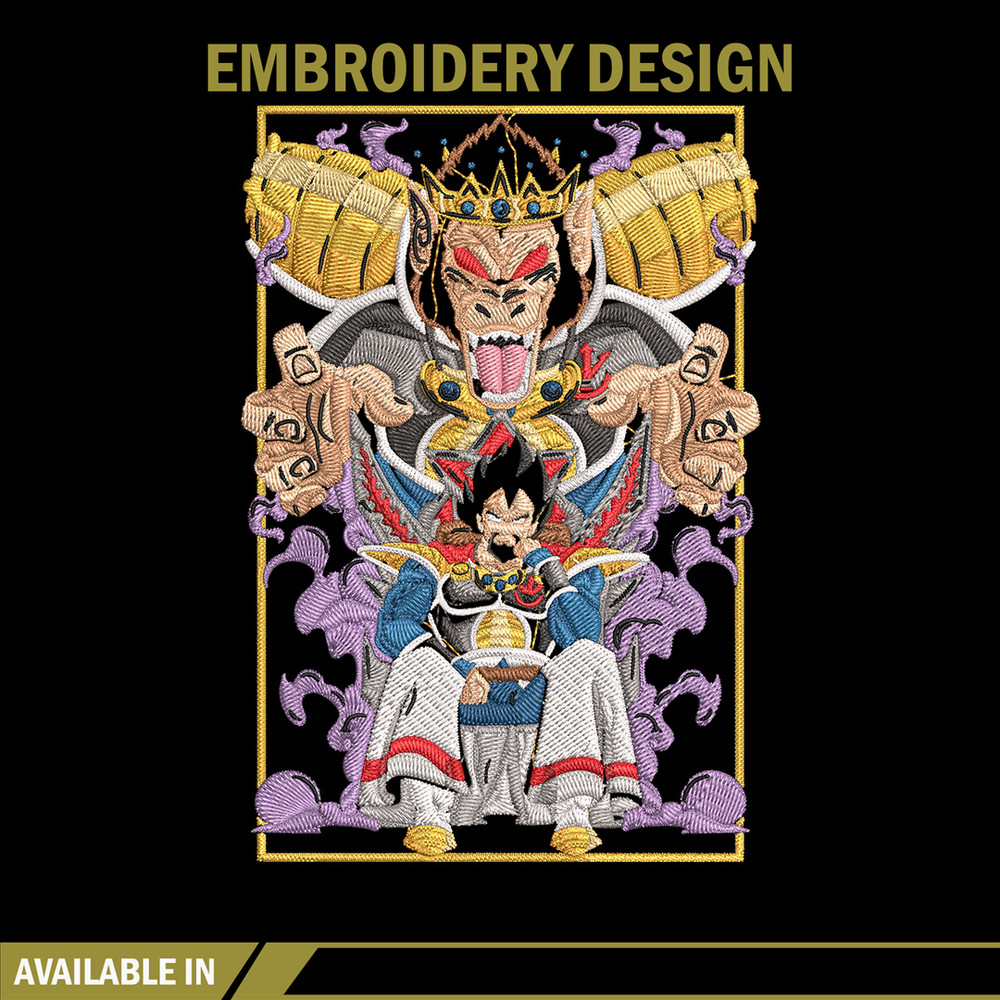 Saiyan king Embroidery Design, Dragonball Embroidery, Embroidery File, Anime Embroidery, Anime shirt, Digital download.jpg
