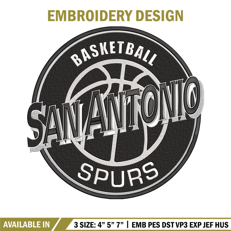 San Antonio Spurs logo embroidery design, NBA embroidery,Embroidery design,Logo sport embroidery, Sport embroidery.jpg